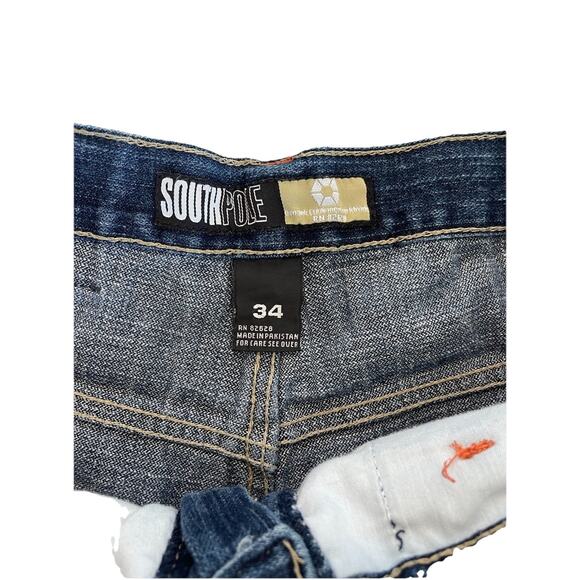 Vintage Y2K Southpole Gold‎ Tab Black Baggy Denim Hip Hop Grunge Shorts Size 34 - Picture 2 of 4